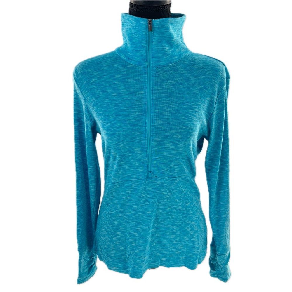 Columbia Half-Zip Pullover Mock Turtleneck Turquoise Space Dye Size Medium